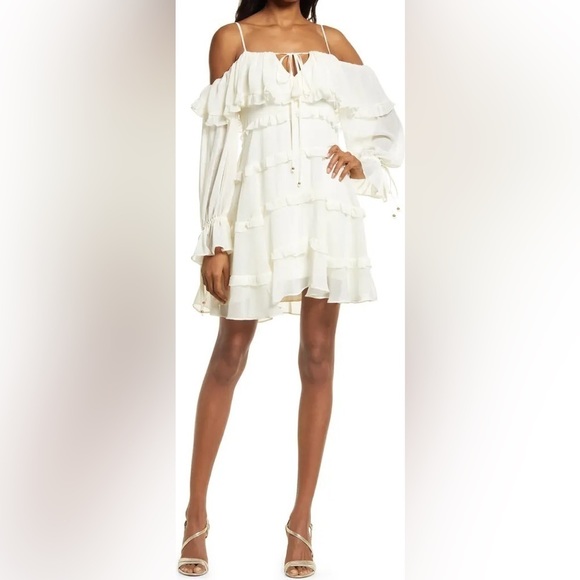 NWT Ever New Melbourne Daisy Ruffle Mini Dress in Ivory 4 - Picture 2 of 8